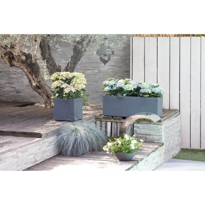 EDA PLASTIC EDA Graphit Up vierkante bloembak - 21 L - 29,5 x 29,5 x 29,5 cm - houtskoolgrijs -