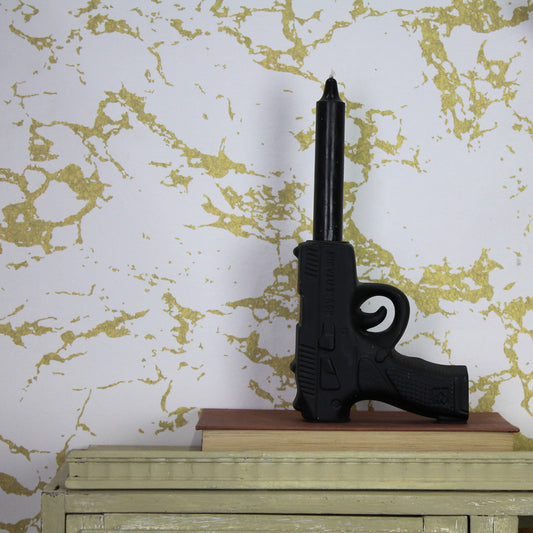 Housevitamin Kaarsenhouder - Geweer - Keramiek - Zwart - 12x5x12cm - Home & Garden > Decor > Home Fragrances > Candles