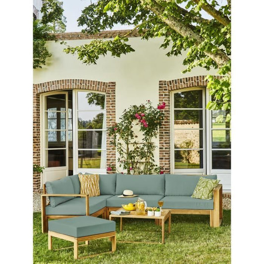 BOCARNEA FSC Acacia houten tuinmeubelset - 5 personen - Levata - Groen-blauw -