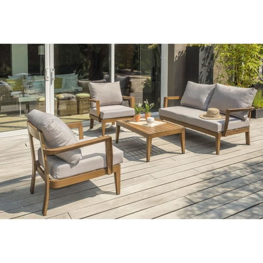 DCB GARDEN Lage tuinmeubelen - Aluminium - DCB GARDEN - 4 plaatsen - Houtlook - PORTOFINO -