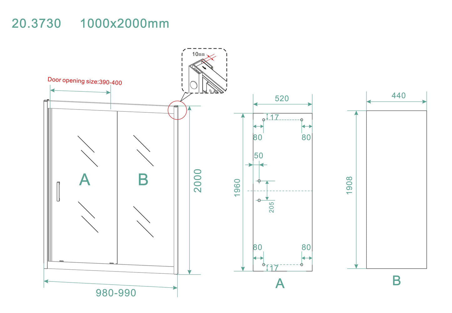 Skyline Doucheschuifdeur Wiesbaden 100x200 cm 8 mm Nano Coating Mat Zwart