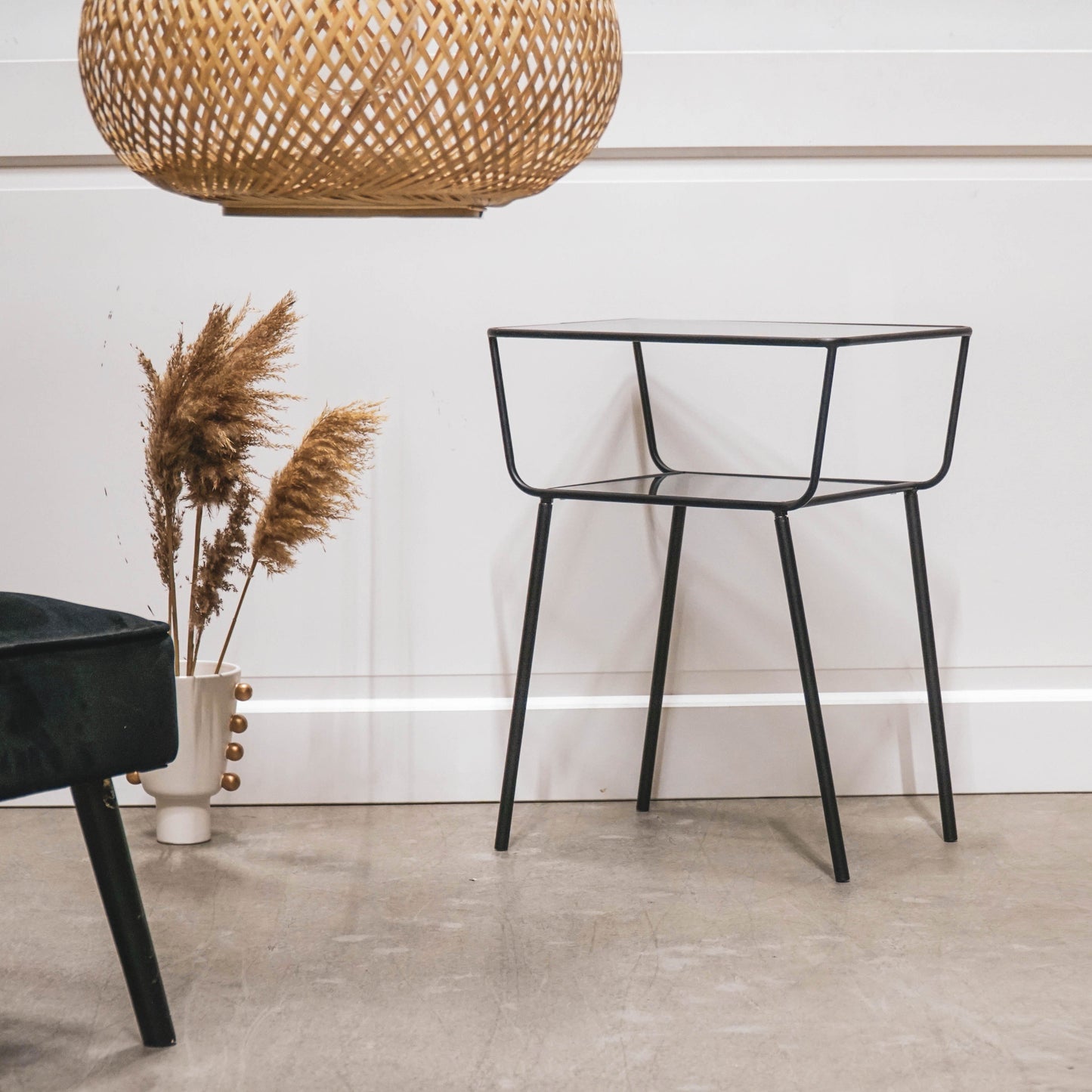 Housevitamin Bijzettafel / Nachtkastje - Zwart - 50x35x60cm - Furniture > Tables