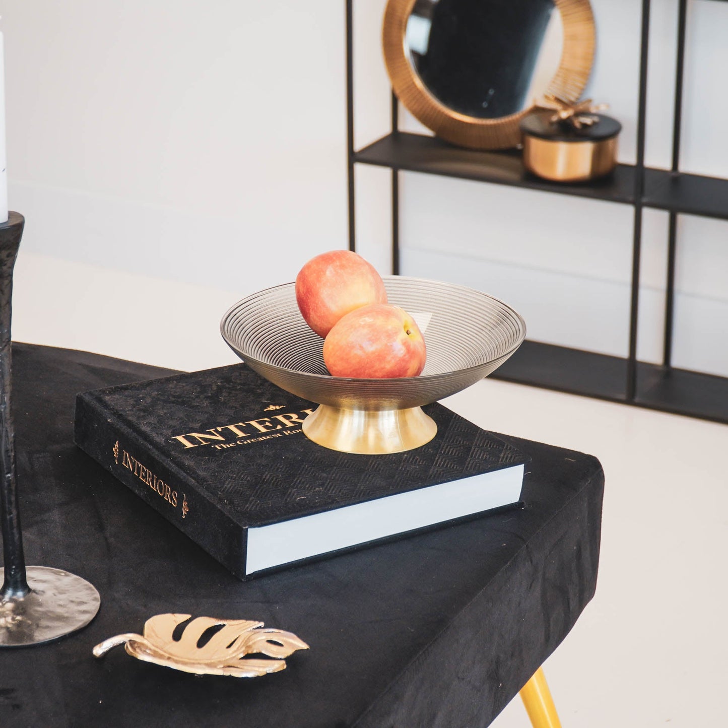 Housevitamin Schaal op voet - Glas - Smokey - 24,5x24,5x8,5cm - Home & Garden > Decor