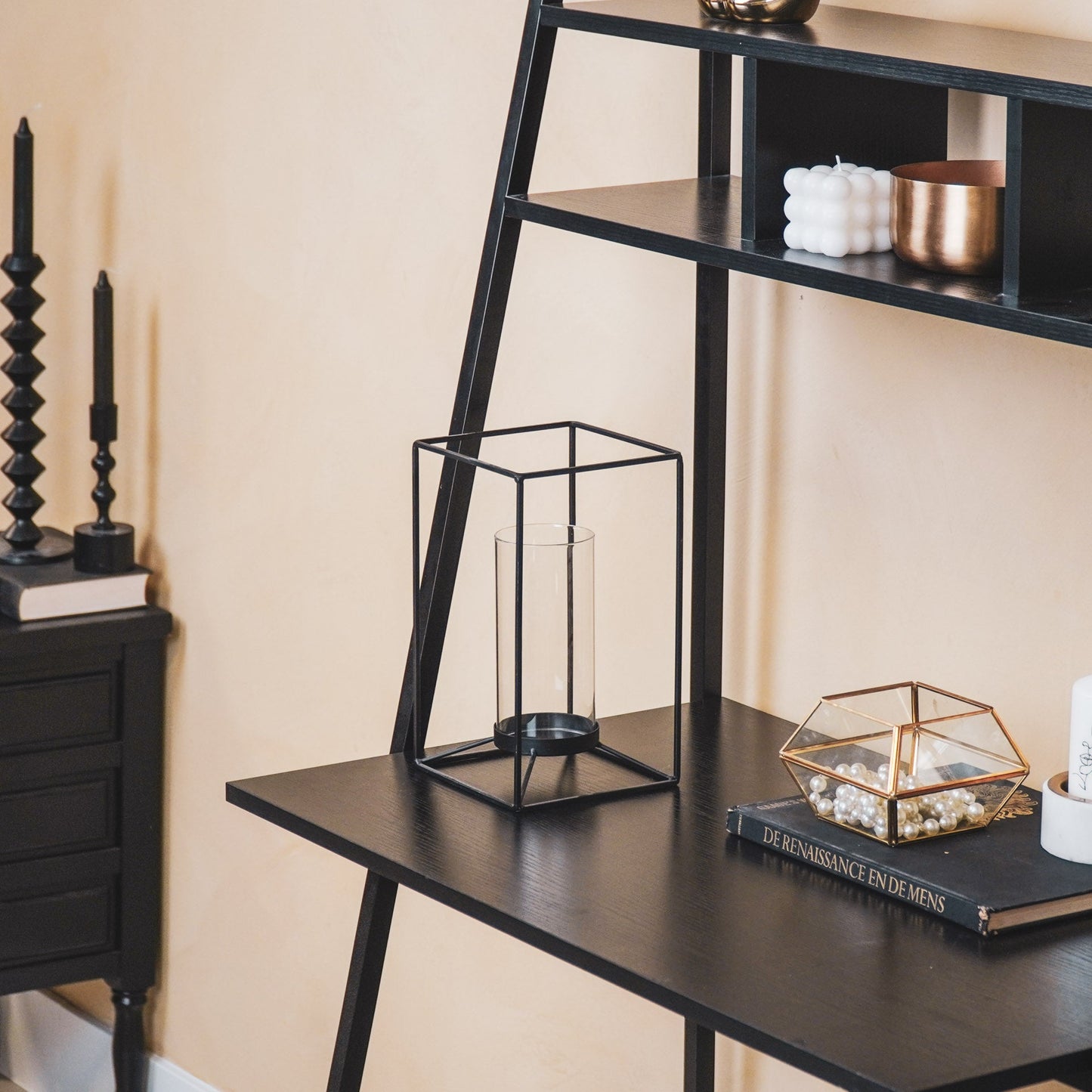 Housevitamin Lantaarn - Metaal/Glas - Zwart - 14,5x14,5x25cm - Home & Garden > Decor > Home Fragrances > Candles