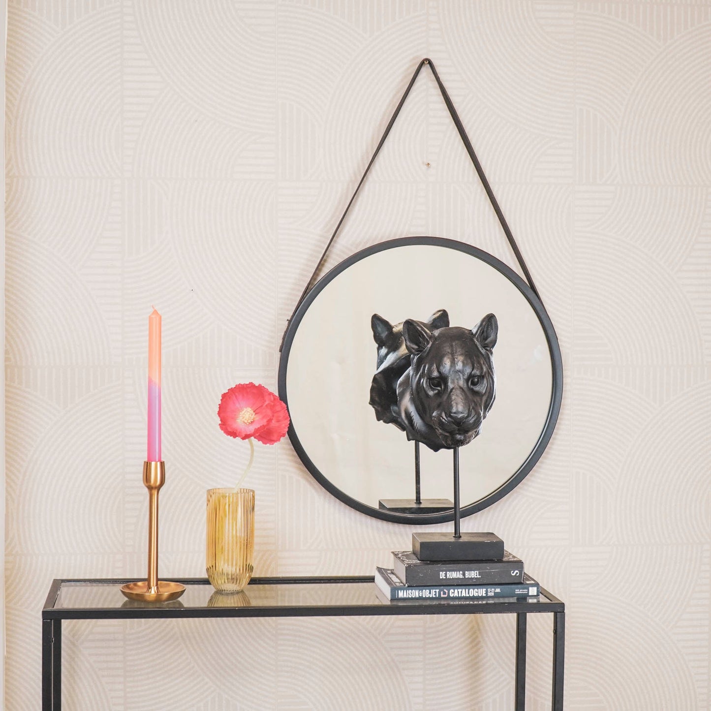 Housevitamin Housevitamin Ronde Spiegel - Metaal - Zwart - 50x2,5x50cm - Home & Garden > Decor > Mirrors