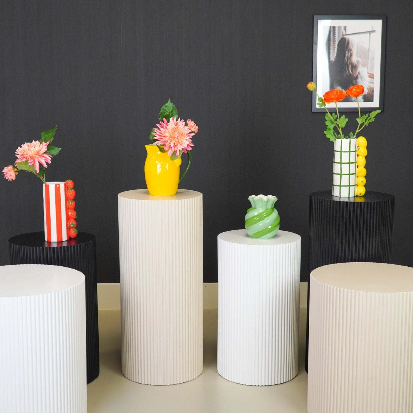 Housevitamin Bijzettafel - Cilinder - MDF - Zwart - 39x45cm - Furniture > Tables