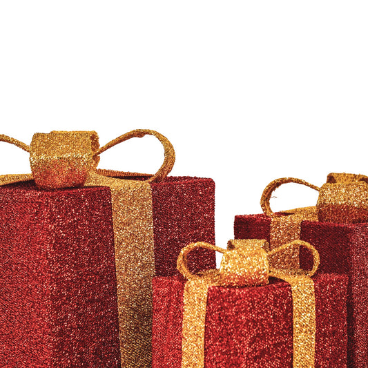 Kerst Led Lamp - Geschenkset van 3 - Rood/Goud - 15cm/20cm/25cm Housevitamin