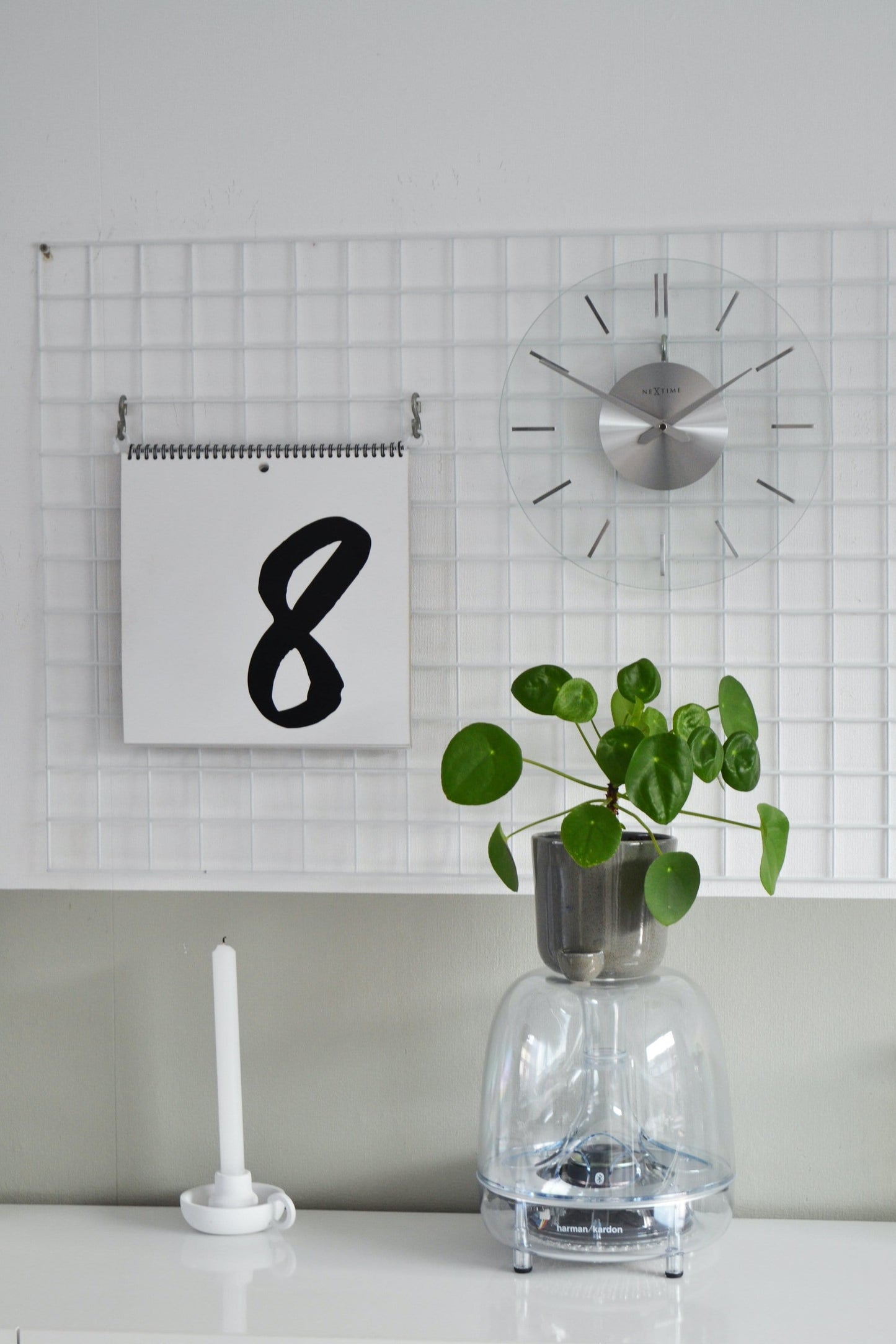 Wall clock - 26 cm - Aluminum - Glass - 'Stripe' Wall clock NeXtime Clocks