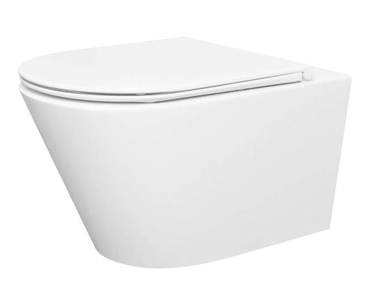 Stereo randloos wandtoilet met Flatline toiletbril Glanzend wit, Wiesbaden