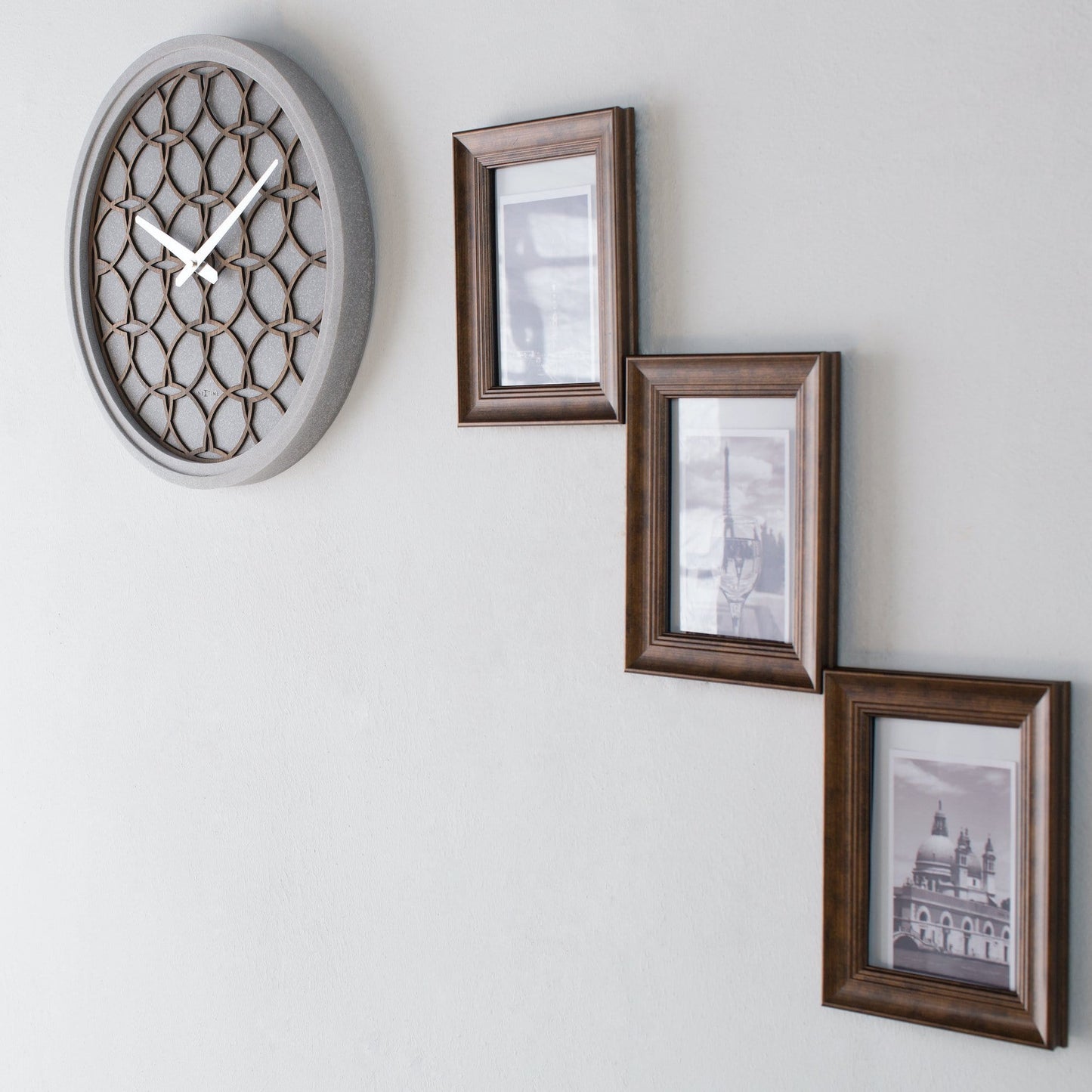 Wall Clock - 39.5 cm - Polyresin/Wood - 'Concreto love' Wall clock NeXtime Clocks