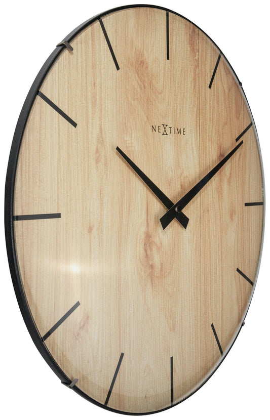 Wall clock - 35 cm - Dome Glass - 'Edge Wood Dome' Wall clock NeXtime Clocks
