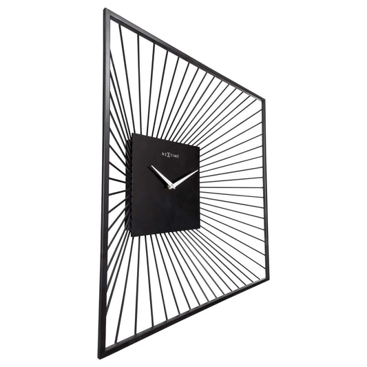 Wall Clock 45x45x15cm - Silent - Black - Metal - "Vasco Square" Wall clock NeXtime Clocks