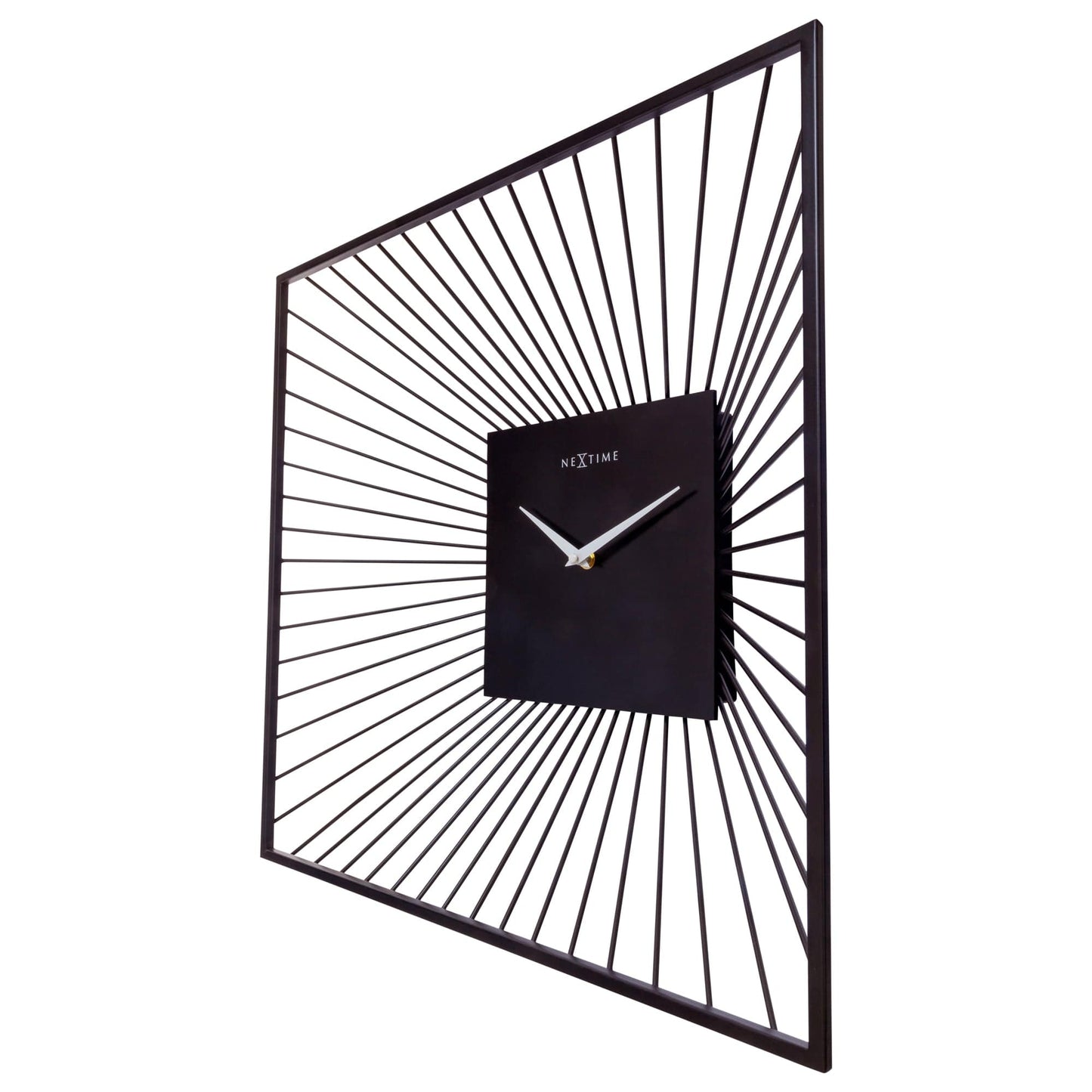 Wall Clock 45x45x15cm - Silent - Black - Metal - "Vasco Square" Wall clock NeXtime Clocks