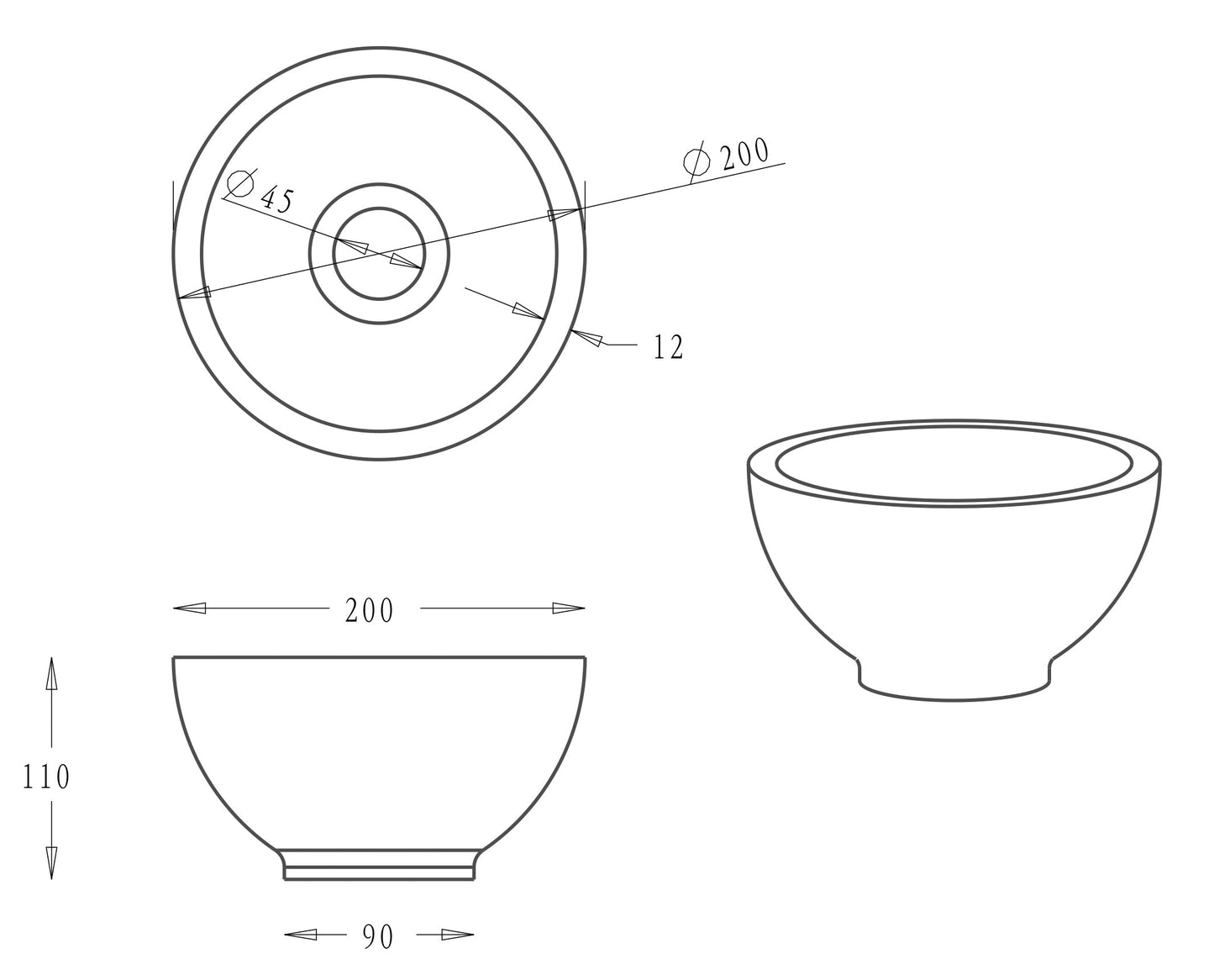 Raw waskom rond 20x11 cm hardsteen gezoet Wastafels -> Waskommen Sanitairluxe