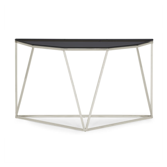 Modus Furniture International Aria Console Tafel van Gerookt Glas en Gepolijst Roestvrij Staal -