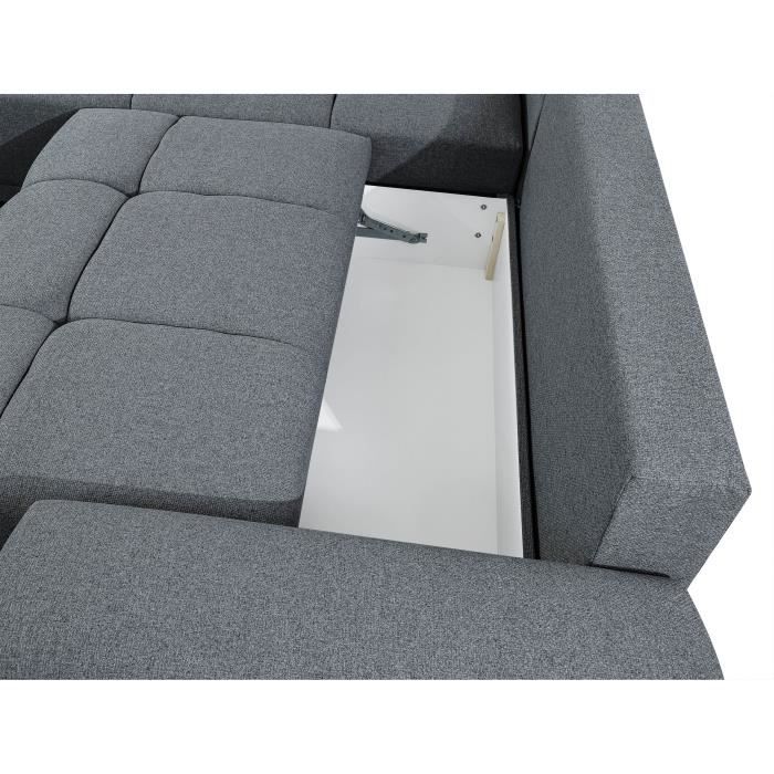 LOUNGITUDE CABELLO converteerbare hoekbank in grijze stof - LOUNGITUDE - Rechte hoek - Occasioneel - 140 x 210 cm - Furniture > Benches
