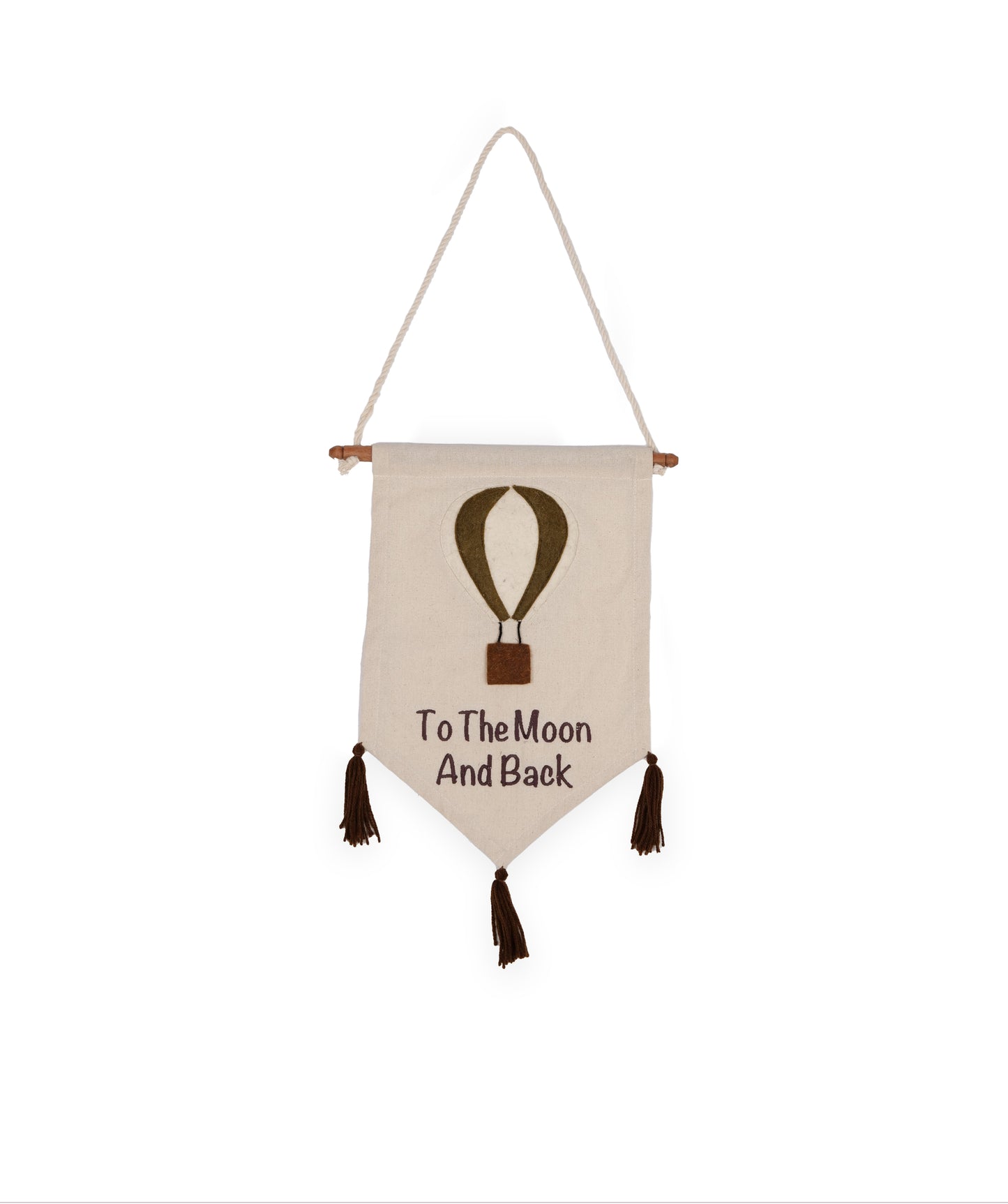 Ballon Wandhanger taupe by KidsDepot with hot air balloon graphic and tassels