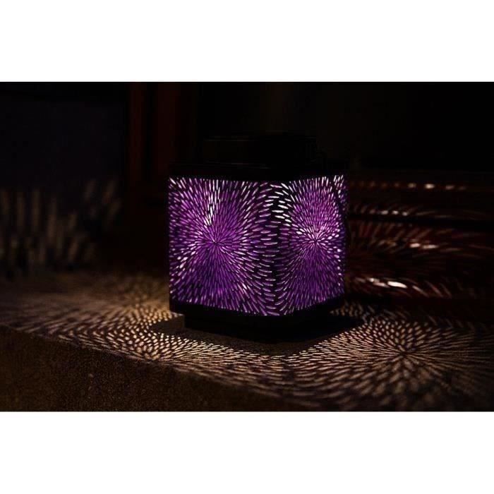 Solar Lantern - GARDEN ID Attract - Purple 11 x 11 h15 cm - 6 to 8 hours of autonomy - Mobile - On/off button.