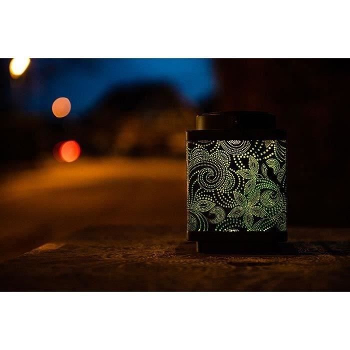 Solar Lantern - GARDEN ID Attract - Green 11 x 11 h15 cm - 6 to 8 hours of autonomy - Mobile - On/off button.