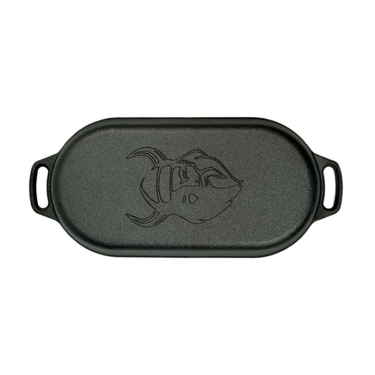 Valhal Nederlandse Oven Braadpan Gietijzer met Grill Deksel Ovaal 2 Liter -