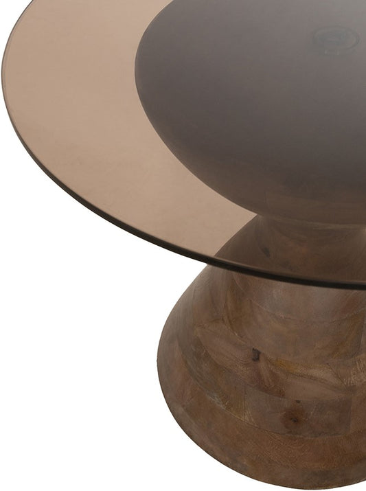 Yves bijzettafel Mango mat walnoot, rookglas