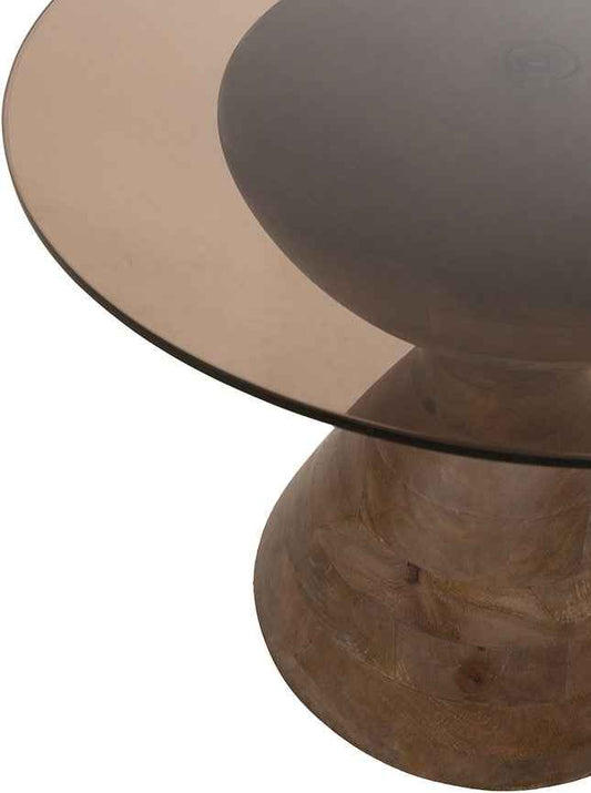 Yves bijzettafel Mango mat walnoot, rookglas