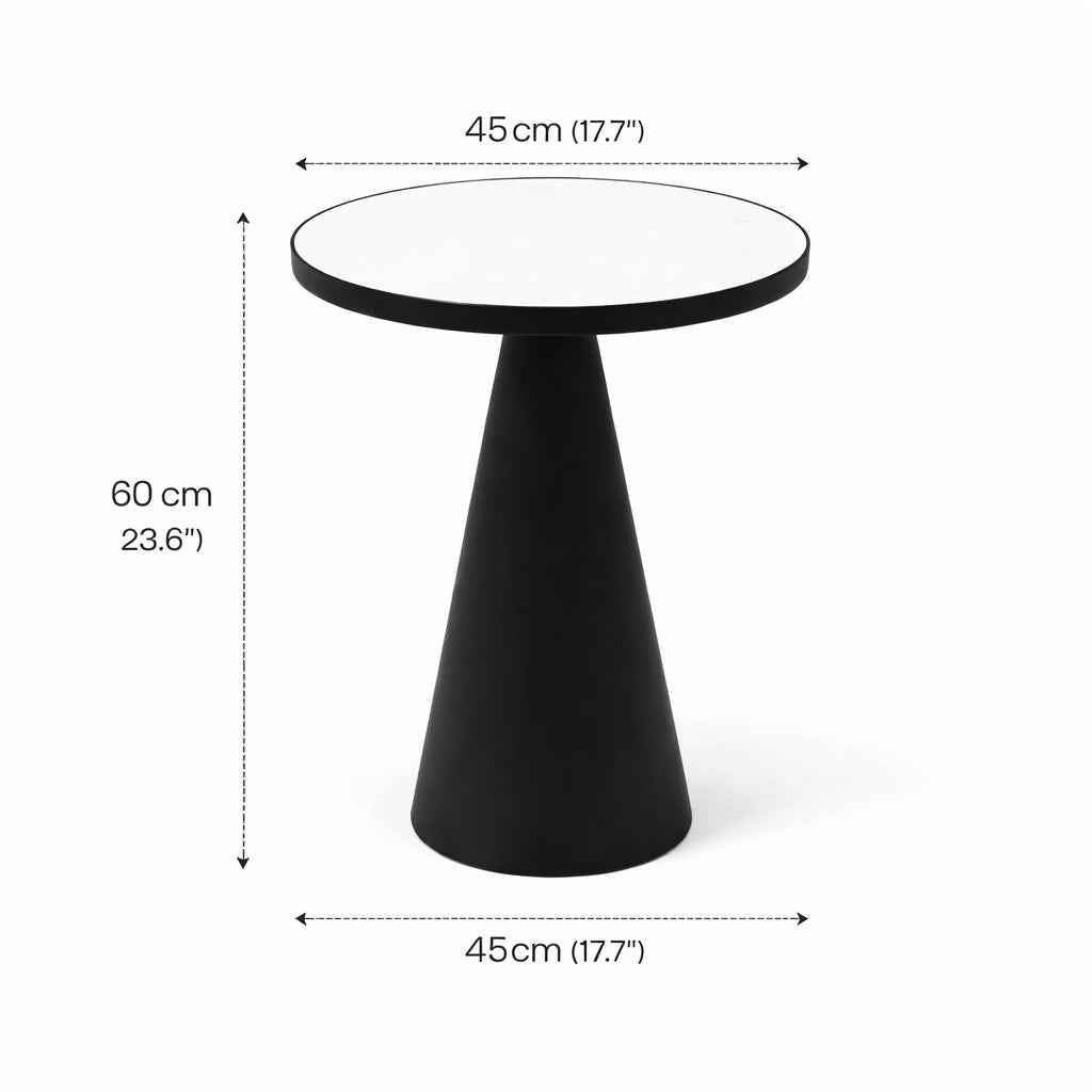 Ronde kegelvormige marmeren bijzettafel