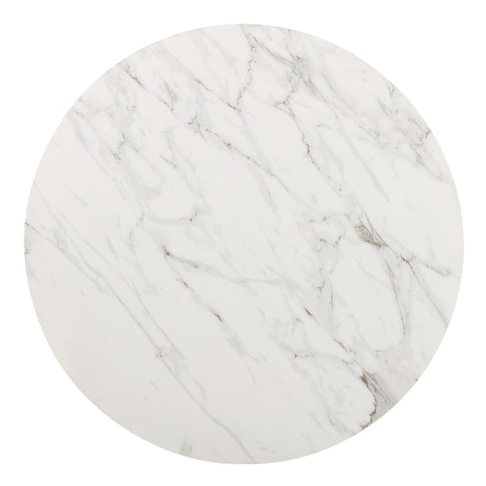 Modus Furniture International Winston stenen blad metalen onderstel ronde eettafel in haver melk en champagne. -