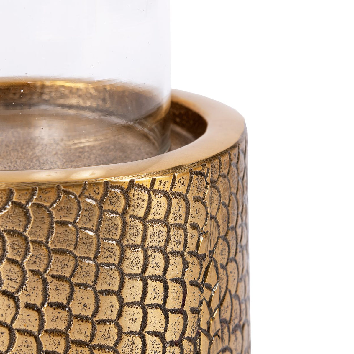 De Croco-kandelaar met glas - messing - L