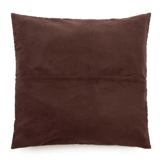De Vier Panelen Leren Kussenhoes - Choco - 60x60