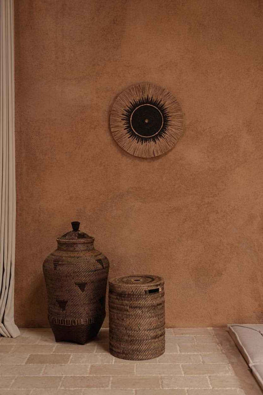 De Raffia Macramé Muurdecoratie - Zwart/Naturel