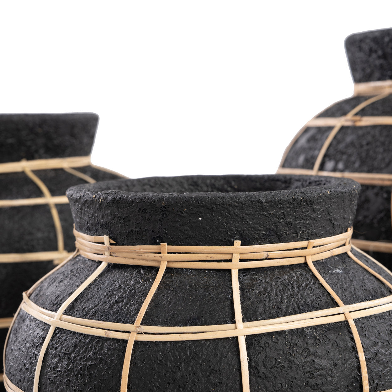 Die Belly Vase - Schwarz Natur - M