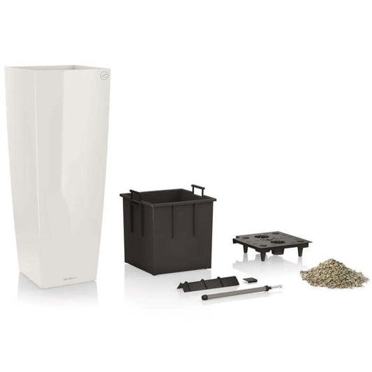 LECHUZA Bloembak Cubico Alto 40 ALL-IN-ONE Glanzend wit