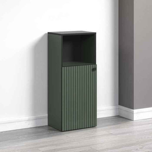 Badkameropbergruimte - Saliegroen en zwart decor - L40 x H95 x D31cm - PUUR GENOT