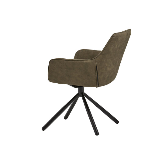 MySons Rebel Spider eetkamerstoel - draaipoot 180ARS - Cowboy - Olive 411 (set van 2) -