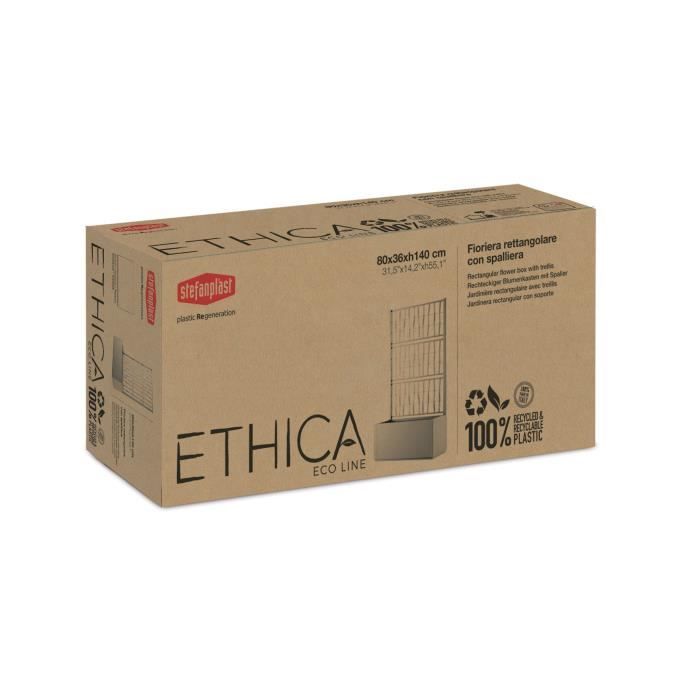 STEFANPLAST Ethica rechthoekige bloembak 80 cm met grafiet traliewerk - Home & Garden > Plants