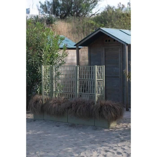 Ethica rechthoekige bloembak 80 cm met groen traliewerk