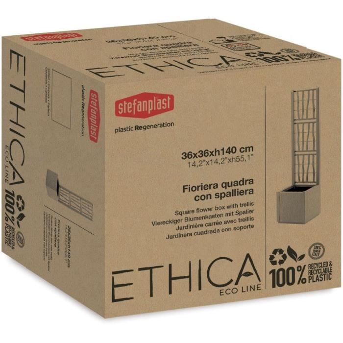 Blumenkasten - ETHICA - Kreide - Quadratisch mit Spalier - 38 L - STEFANPLAST