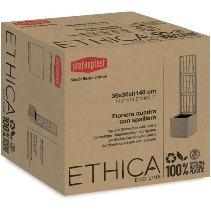 Bloembak - ETHICA - Taupe - Vierkant met trellis - 38 L - STEFANPLAST