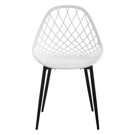 BukkitBow - Eetkamerstoelen Set van 4 - Holle Rugleuning - Scandinavisch Design - Metalen Poten - Keukenstoelen