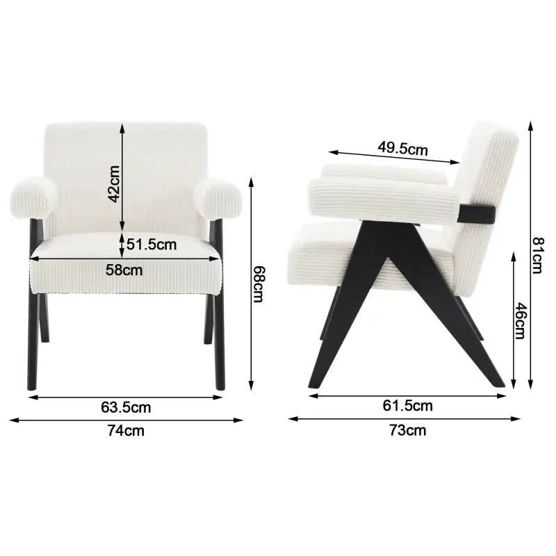 BukkitBow - Fauteuil van Corduroy - Rubberwood Poten - Comfortabel Design - Modern Middeleeuws Stijl