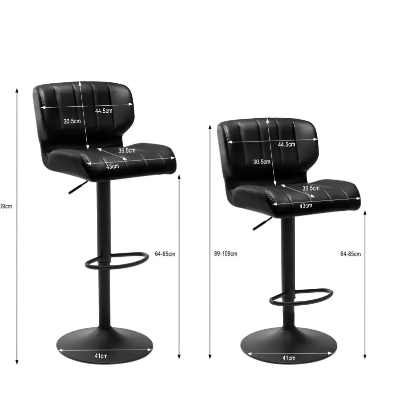 BukkitBow - Hoge Kunstlederen Barkrukken - Van Kunstleer met Rugleuning en Voetensteun (64-85CM Hoogte) - Set van 2 Stuks