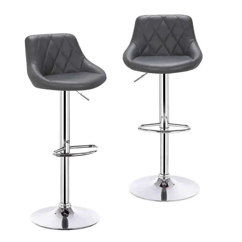 BukkitBow - Industriële Velvet Barkruk met Rugleuning en Verstelbare Zithoogte - Set van 2 Stuks - 60-82CM