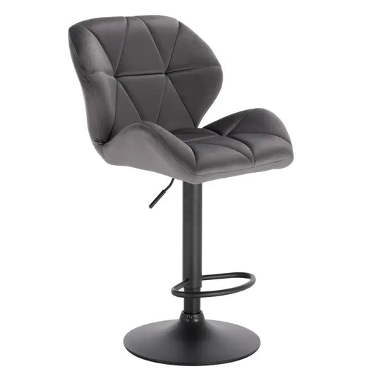 BukkitBow - Luxe Barkruk van Fluweel of Lederen - met Rugleuning en Mini Armleuning - Draaibaar en met Voetensteun - (60 - 82CM Zithoogte)