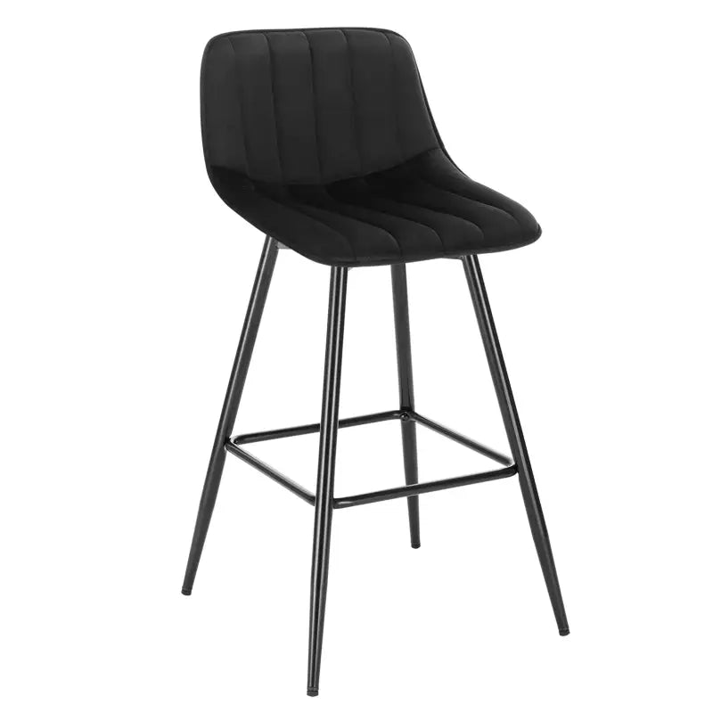 BukkitBow - Moderne Barkruk - Barkruk van Fluweel met Metaal Frame - Ergonomisch met Rugleuning - 100kg Draagvermogen - Zithoogte: 64.5CM Zwart Zwart Barkruk BukkitBow