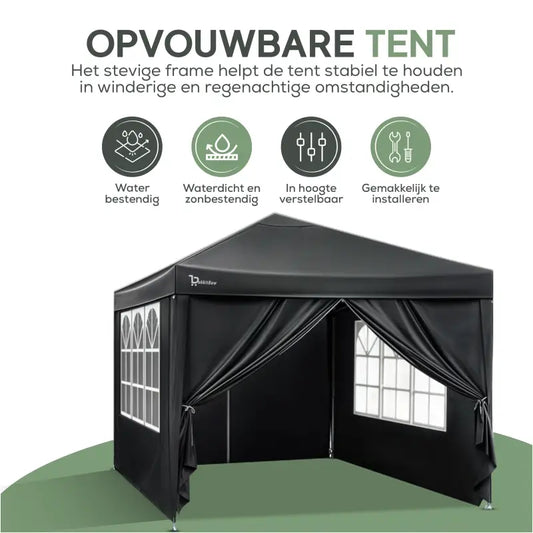BukkitBow Opvouwbare Partytent Met Zijwanden 3x3 Meter Waterdicht Weersbestendig partytent BukkitBow