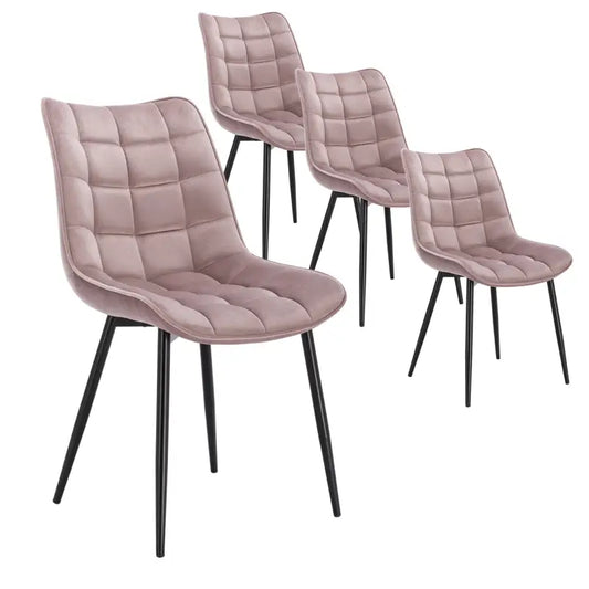 BukkitBow - Stijlvolle Eetkamerstoelen - Kunstleren/Fluwelen/Linnen/Stoffen Stoelen - met Metalen Poten - 85.5x46.5x40.5cm - 100kg Draagvermogen