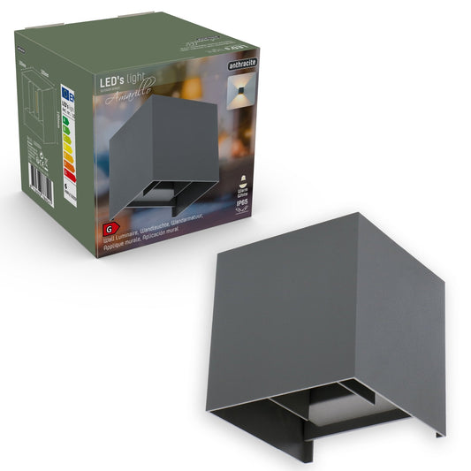 LED's Light Kubus LED Wandlamp voor buiten - Omhoog&Omlaag licht - IP65 - Antraciet
