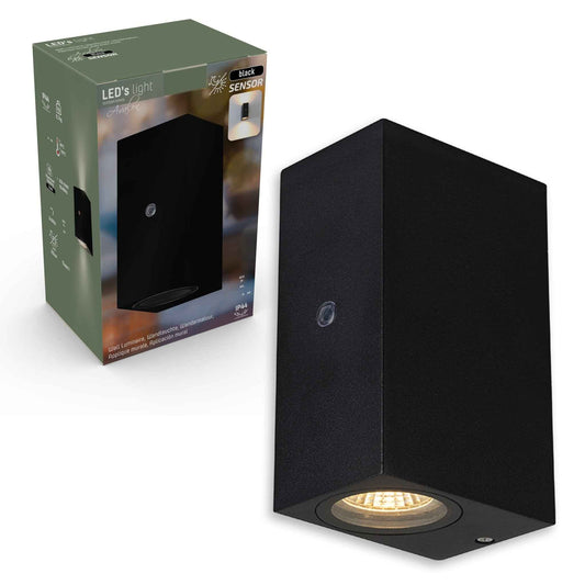 NØRD Up&Down - LED's Light LED Buitenlamp met sensor - IP44 waterdicht - GU10 fitting - Model Napoli - Zwart