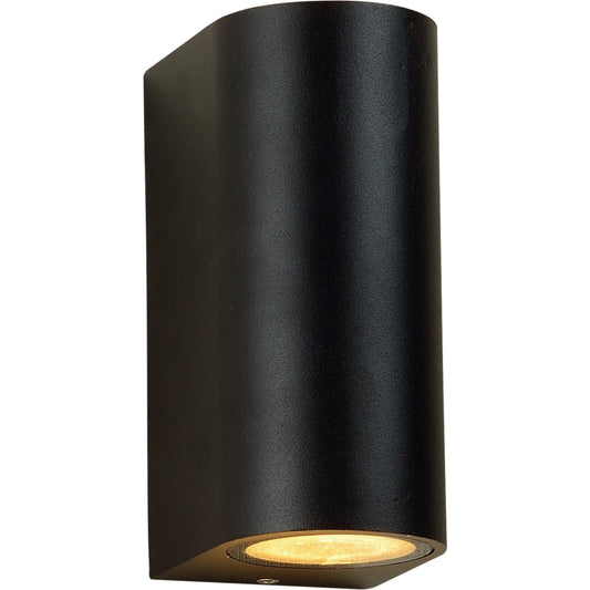 LED's Light LED Wandlamp buiten - Cilinder met 2 x GU10 fitting - Model Sapri - IP44 - Zwart